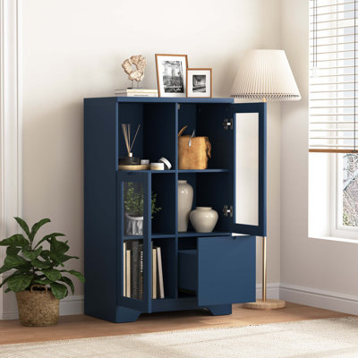 MDF Painted Cabinet With Glass Doors And Drawer Entryway Cabinet Console Cabinet Open Storage Space