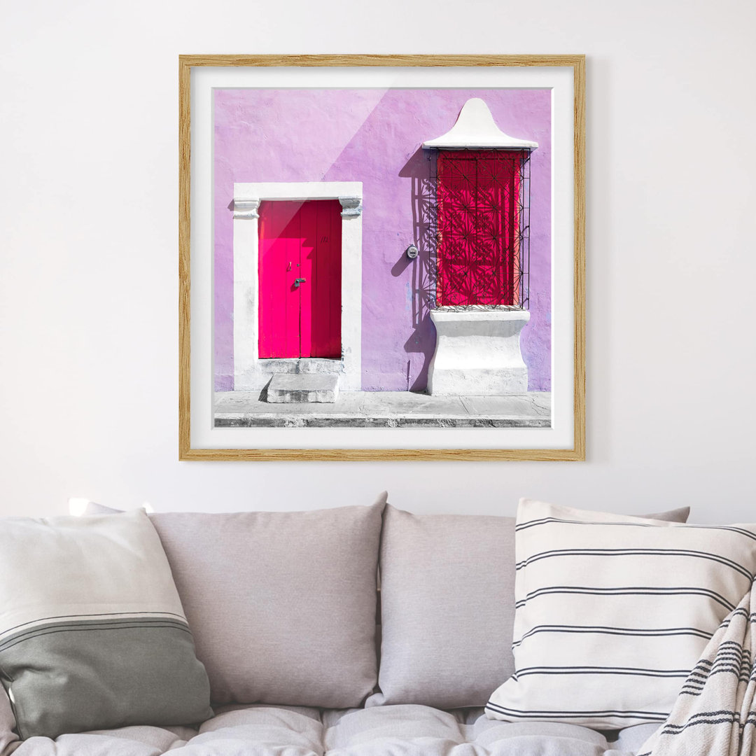 Gerahmtes Poster Pink Facade Pink Door