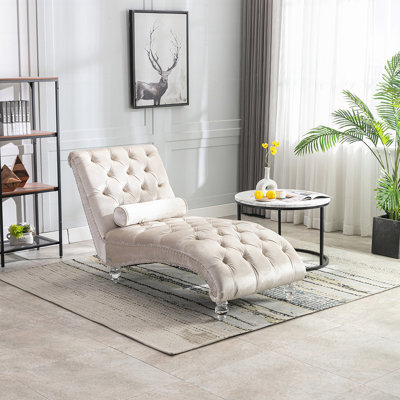 Méridienne en velours pour l'intérieur, capitonnée à boutons et rembourrée avec coussin pour le salon de la chambre à coucher