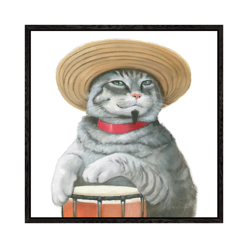 Cattitude II by Myles Sullivan - Floater Frame Print on Canvas, Black Framed Canvas, 93.98 cm H x 93.98 cm W