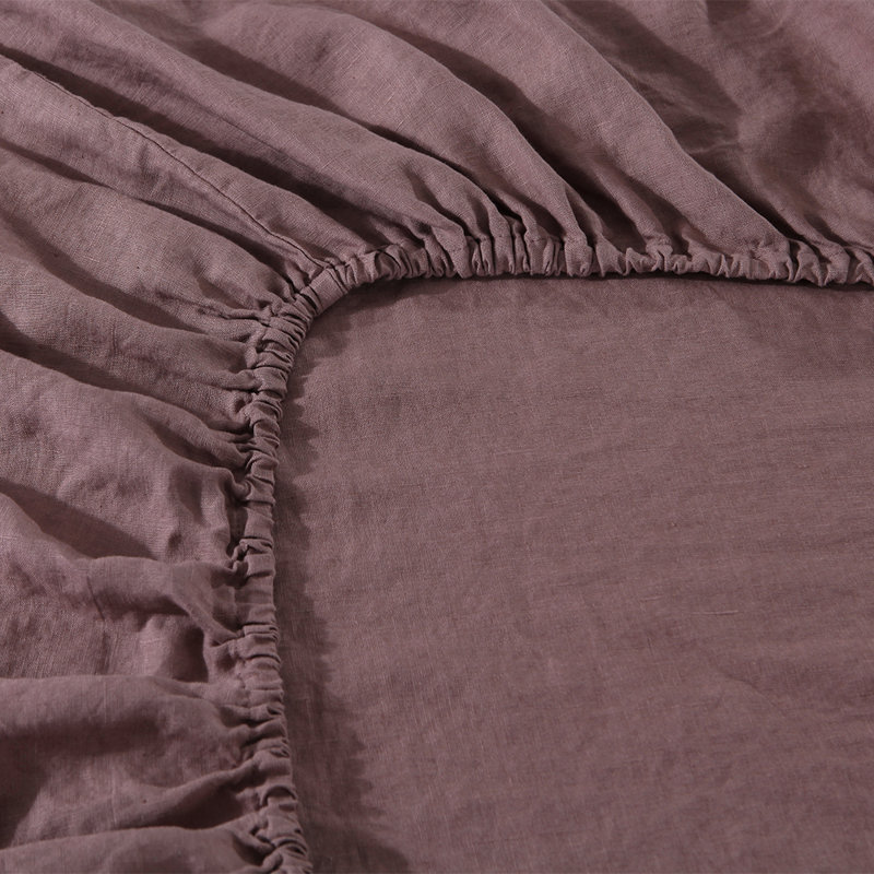 Linen Fitted Sheet, Purple, Queen Fitted Sheet