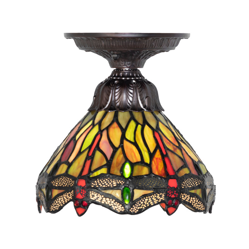 1 - Light Flush Mount, Green/Red/Orange/Blue