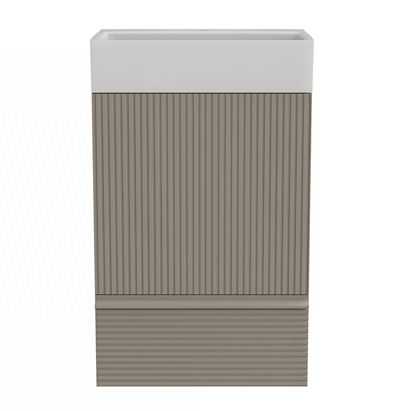 Meuble-lavabo autoportant avec lavabo en céramique, Gris