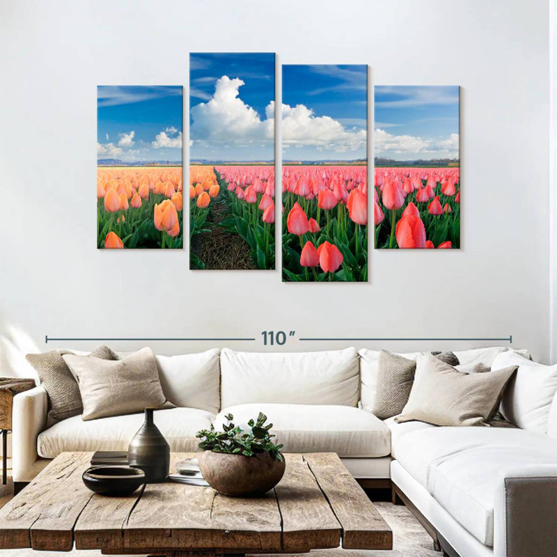 Harnek Orange And Pink Tulips, 54" H x 84" W