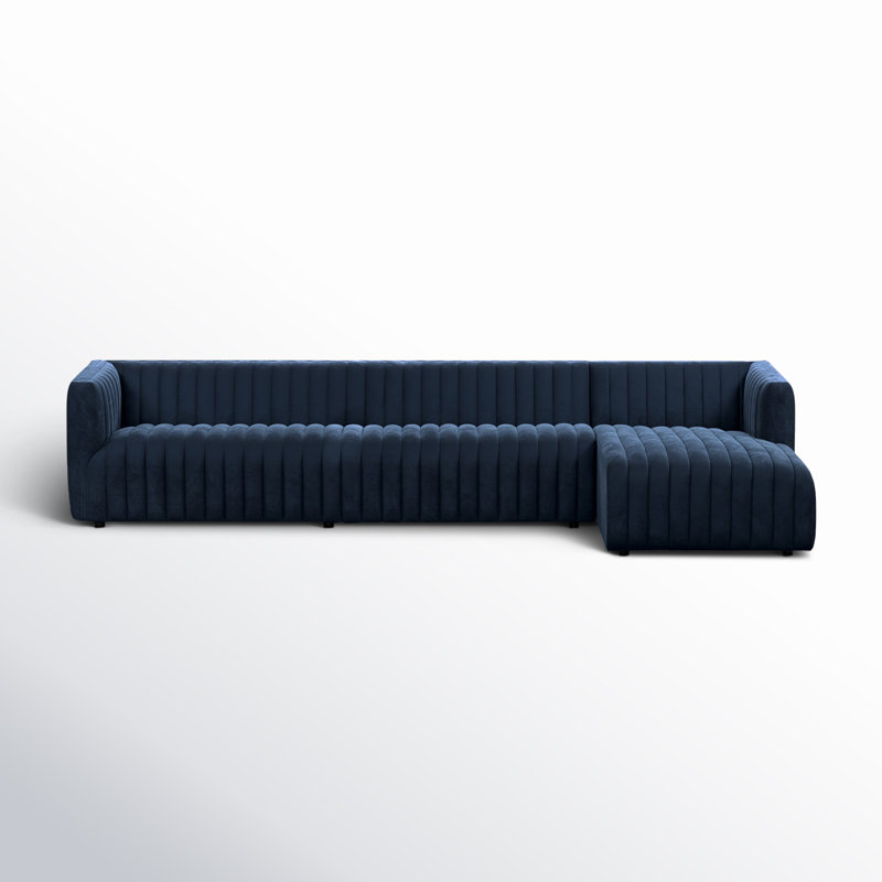 Augustine Chaise Sectional, 26" H X 105" W X 64" D, Orly Natural Velvet, Right Hand Facing