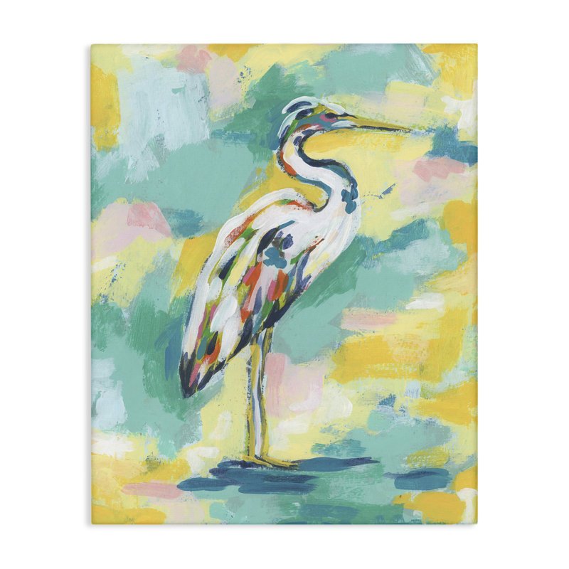 «Blue and Yellow Heron Bird» par Ethan Harper, H 30 po x l 24 po