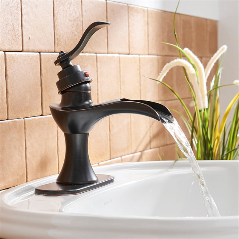 Single-Hole Single-handle Bathroom Faucet with Drain Assembly, Oil Rubbed Bronze