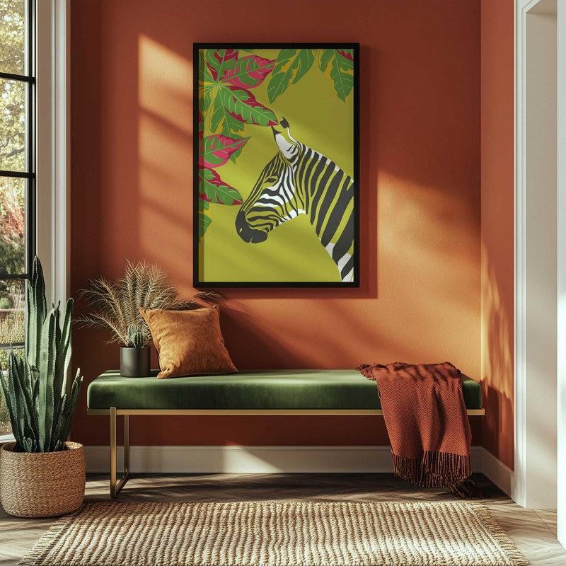 Imprimé Zebra's Tropical Retreat, H 21 po x l 17 po, Noir satiné