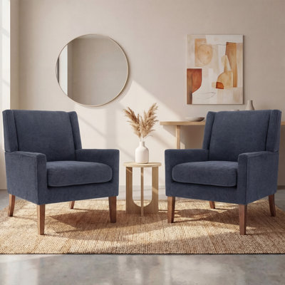 Ayran Upholstered Wingback Armchair with Solid Wood Legs