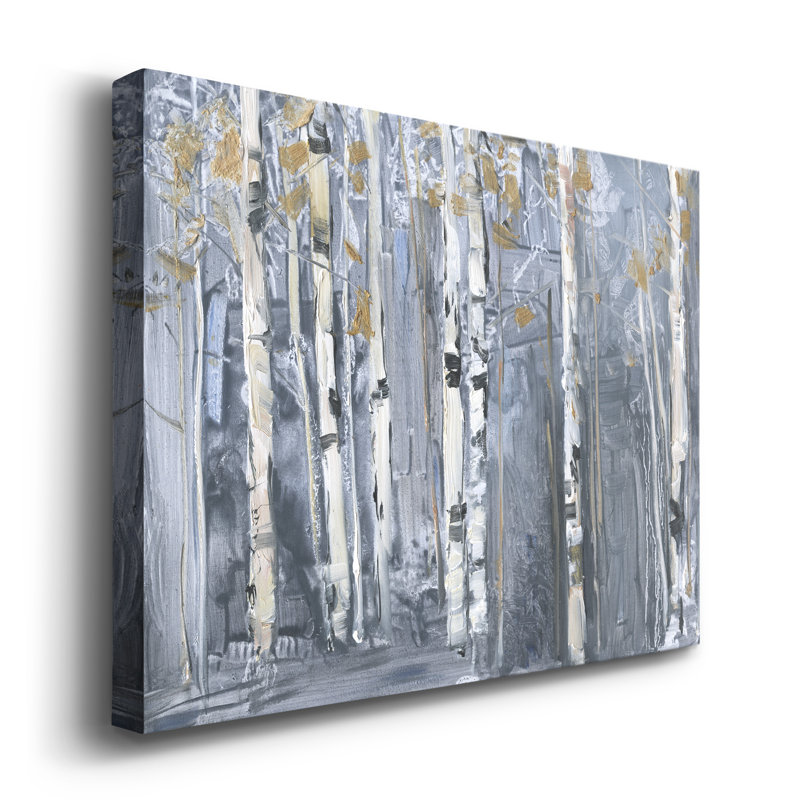 Bouleau moderne - peinture sur toile tendue, H 60 po x l 40 po x P 1 po
