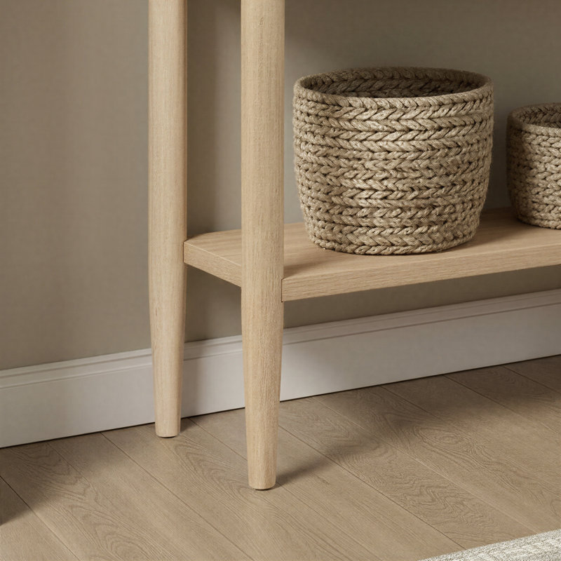 Modern Entry Table with Drawer Storage, Coastal Oak