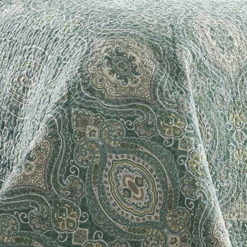 Turtle Cove Reversible Quilt Set, Lagoon Green, King Quilt + 2 King Shams