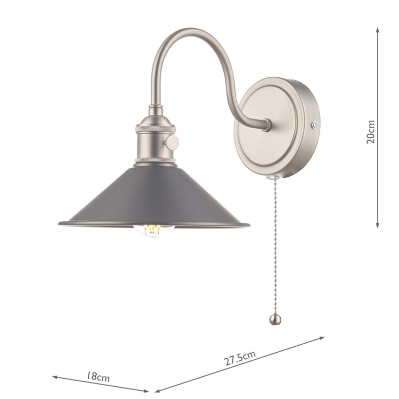 Wall Light, Antique Chrome, Grey