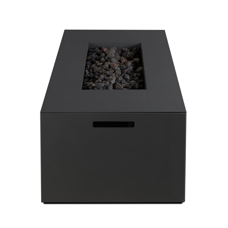 Coden Rectangle Metal Propane Fire Pit Table with Hidden Tank by Jensen Co., Charcoal Gray, 20'' H x 72'' W x 28'' D