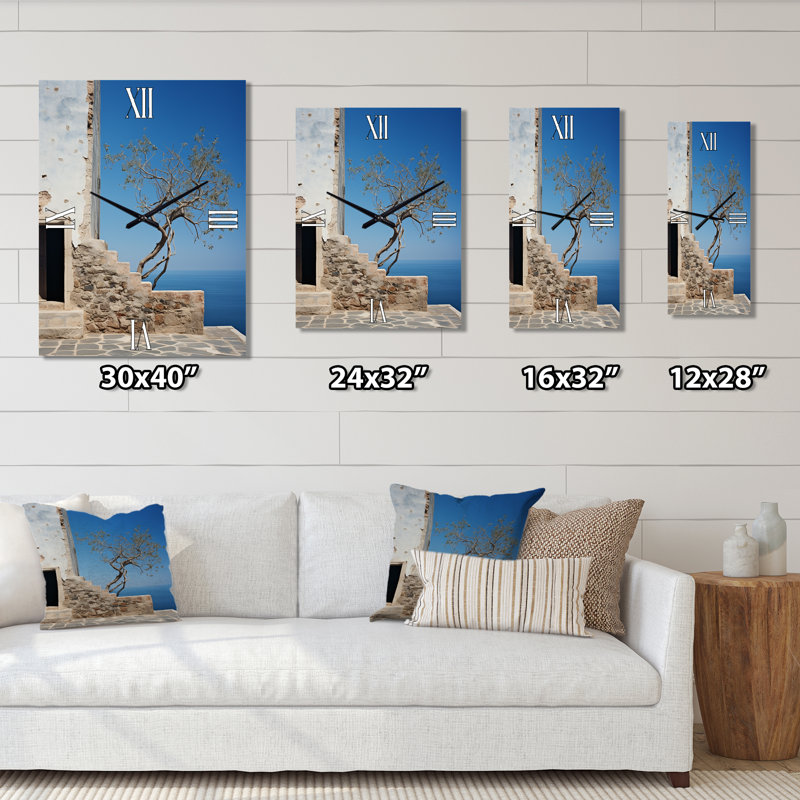 Minimalisme, arbre, paysage côtier, horloge murale, Grand
