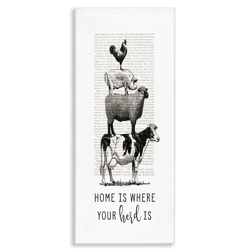 Home is Where Your Herd is Book Animals - impression d'art graphique, H 48 po x l 20 po