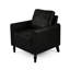 Fauteuil club moderne à profil bas - microfibre, noir, confortable et élégant avec coussins et détails subtils