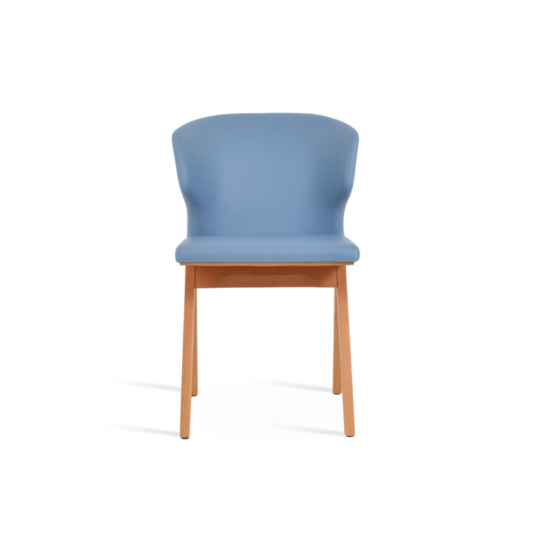 Chaise d'appoint rembourrée Amed Fino, Naturel, Bleu