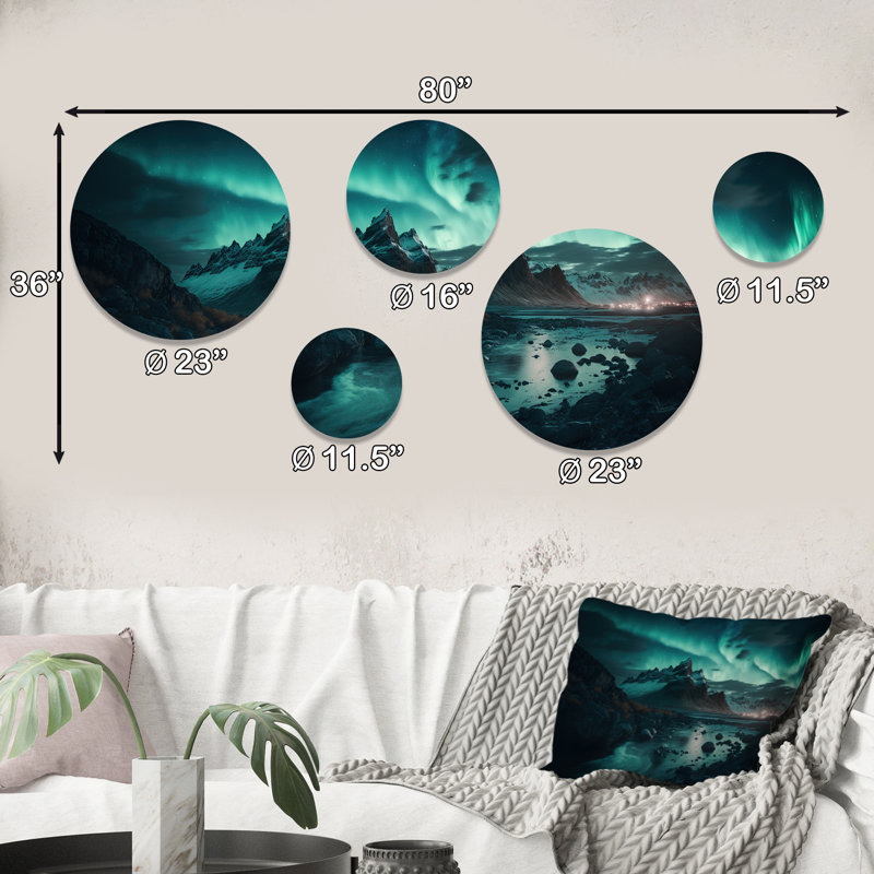Décoration murale en métal «Northern Lights Reflection on the Water IV»