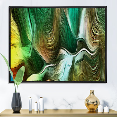 Vagues liquides dans les tons de vert IV - décoration murale moderne en toile