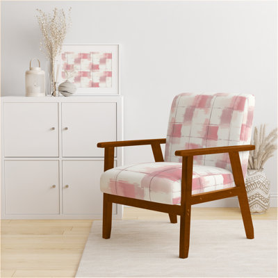 French Country Accent Chair - Blush Plaid Red Arm Chair