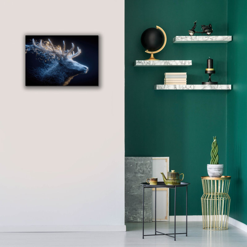  «Majestic Moon Deer. Art mural sur toile 2 pi par Ann Klee, 26 po x 18 po, H 18 po x l 26 po