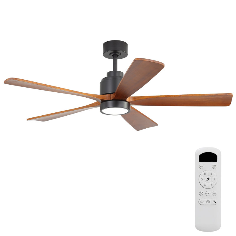 Ceiling Fan With Walnut Blades 18W Three Color Dimmable Light Memory Function & Reversible Motor