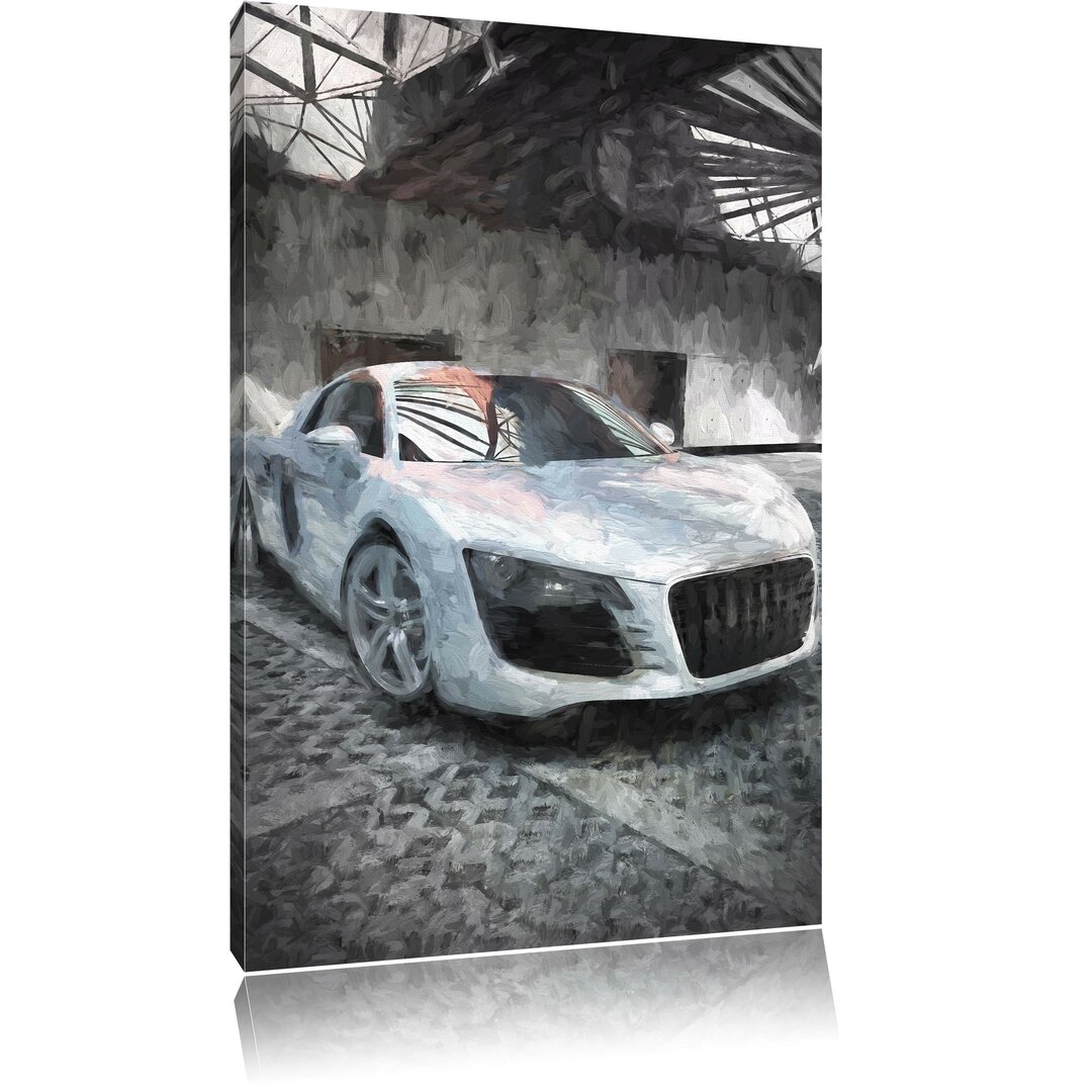 Leinwandbild Audi R8 in Grau/Hellblau