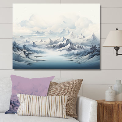 Décoration enneigée «Snowy Mountain Peaks Serenity I - Winter Mountains»