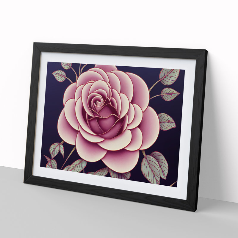 XH1022-7557X Rose Flower Deco Vol.2 - Single Picture Frame Painting, Black , 46cm H x 64cm W x 2cm D
