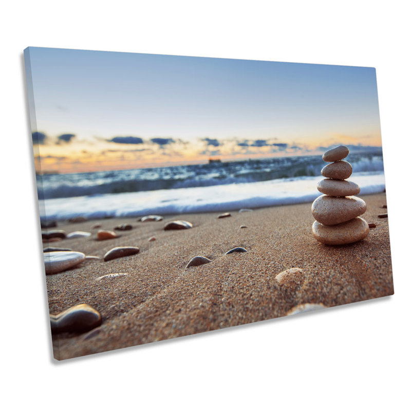 Sunset Pebble Tower Beach - Wrapped Canvas Print, 30.5cm H x 45.7cm W x 2cm D