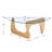 16.5'' H Modern Triangle Glass Coffee Table with Solid Wood Base-260954002