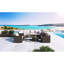 Patio en demi-lune Go - 9 pièces, coussins beiges modernes pour le divertissement extérieur 9 demi-lune, utilisation brune à long terme