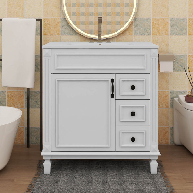 Meuble-lavabo 30 po avec lavabo en céramique, Blanc