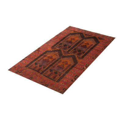 One-of-a-kind Hand Knotted Baluch Black Wool Rug 3'6" x 6'4"