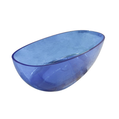 Baignoire autoportante ovale bleue transparente de 64 pouces, ergonomique pour le confort de la salle de bain.