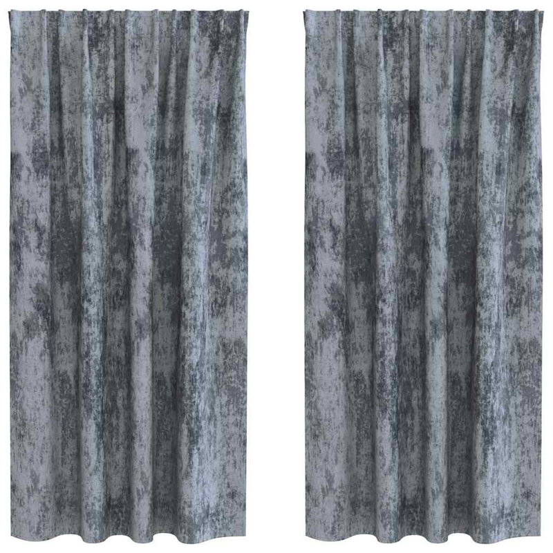 Curtain With Curtains 2 Pcs Velvet, 140cm Width x 175cm Drop, Silver Grey