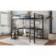 Lit mezzanine double en métal avec bureau et tablettes, lit mezzanine avec échelle et garde-corps, cadre de lit mezzanine pour chambre à coucher