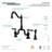 Kingston Brass English Country Two-Handle 3-Hole Deck Mount Bridge Kitchen Faucet with Brass Side Sprayer-12624405