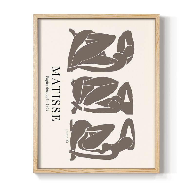Matisse CCLIV, reproduction d'art encadrée - bois massif, H 30 po x l 24 po, Naturel
