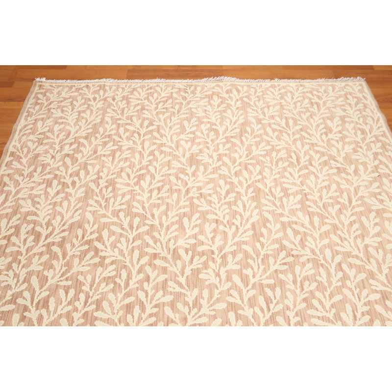 Tapis unique en laine noué à la main brun / beige 6 pi x 9 pi Natalene