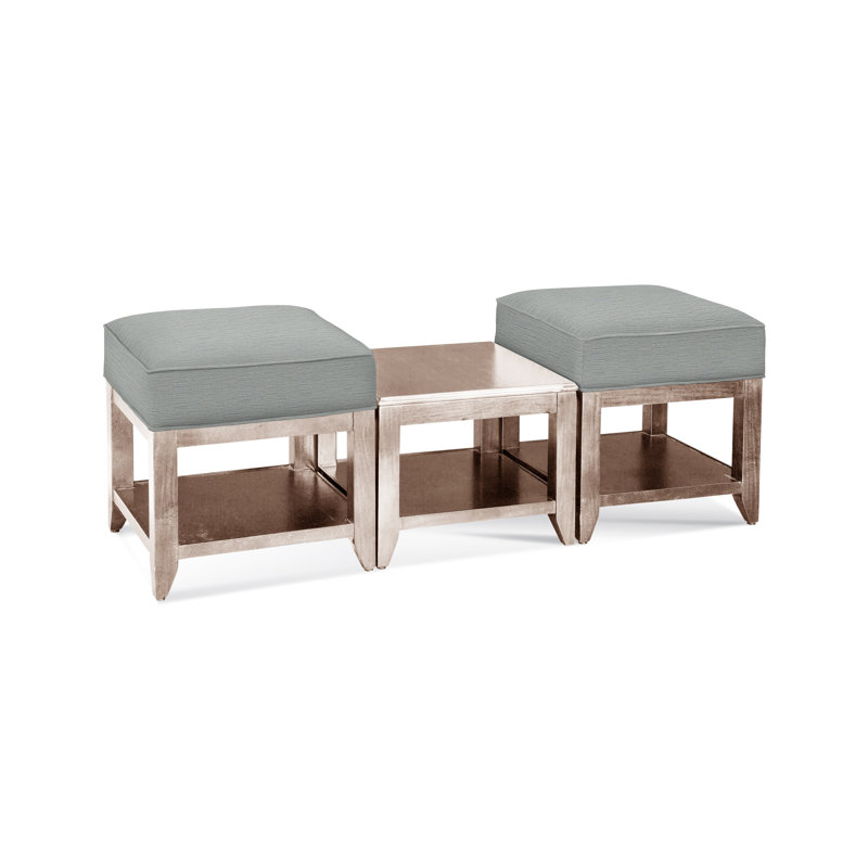 Elements Upholstered Cube Ottoman, Neutral Performance Plaid; 0121-93, Bisque