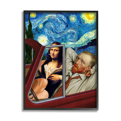 Van Gogh et Mona Lisa conduisant un ciel étoilé par Jeremiah Ketner - impression
