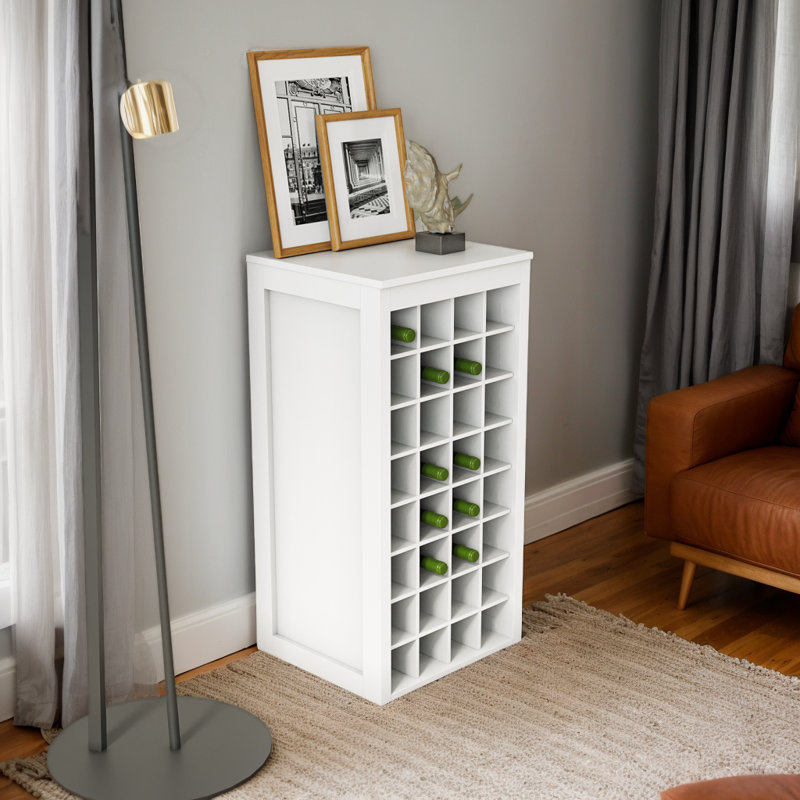 Riketa Modular 32 Wine Bar Cabinet Buffet Cabinet for Living Room Dining Room, White
