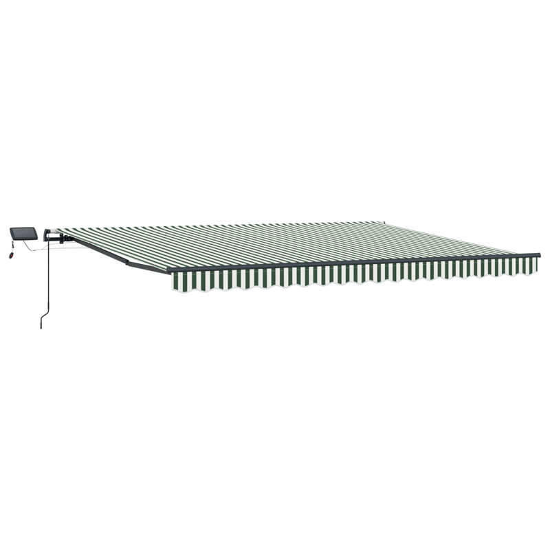 Brayden Studio Retractable Patio Awning, 400 cm W x 300 cm D, Green/White/Grey Striped