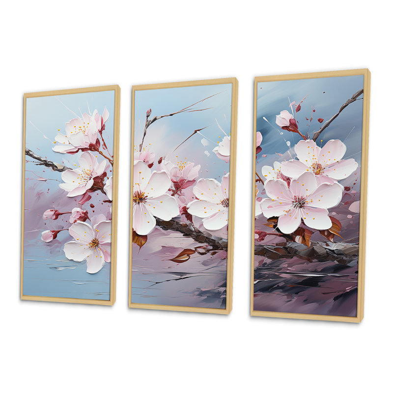 Cherry Blossom Flower Meadow I - Ensemble d'art mural sur toile Flower Field, H 40 po x l 60 po x P 1 po