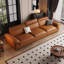 Canapé modulaire orange en cuir véritable-1874257230-1874257216