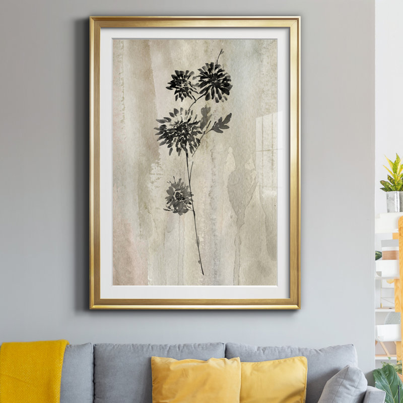 Sumi-E Silhouette IV - Cadre photo, reproduction d'art sur papier, H 18,5 po x l 24,5 po x P 1,5 po, Papier doré