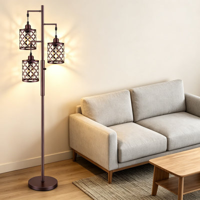 Lampe sur pied à intensité variable de 68 pouces, lampe sur pied de style campagnard avec cage en métal, grande lampe industrielle pour salon, chambre à coucher, bureau, ampoules à DEL 2000LM incluses