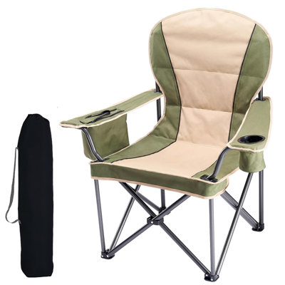 Oversized Camping Chair, Heavy Duty Folding Chair with Cup Holder & Side Pockets, Portable Chair for Fishing, Hiking, Picnic